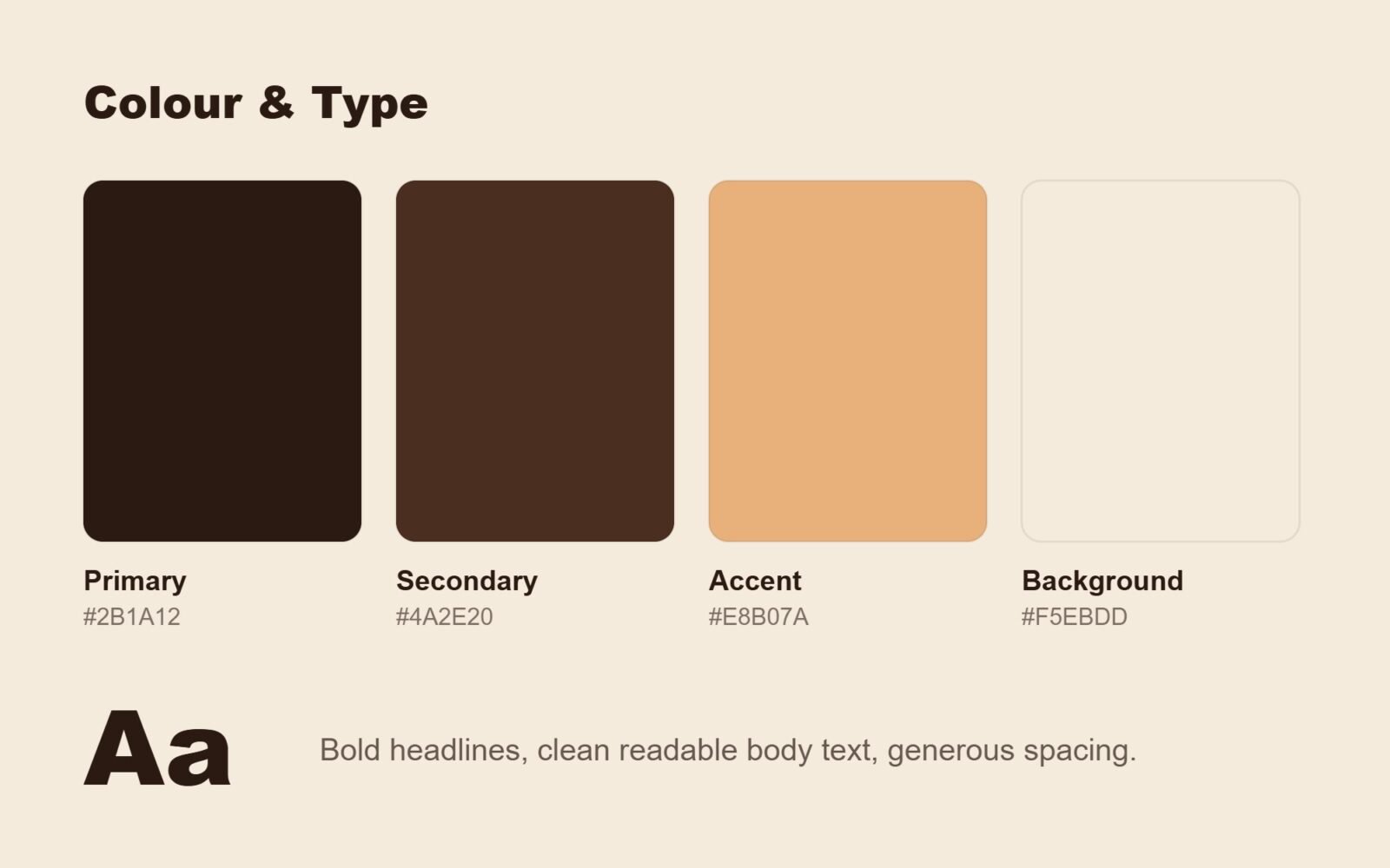 Brew & Bean colour palette